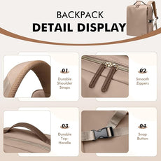 GOLF SUPAGS Stylish Laptop Backpack for Women Airline Approved Perfect for Work College and Travel Multi-Functional Casual Daypack Fits 17.3 Inch Notebook (Champagne)