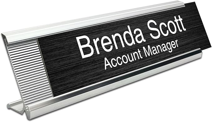 10 Pack 2" x 8" Aluminum Desk Name Plate Holder, Office Name Plate Holder for Desks, Desk Sign Holder for Office Conference, Meeting Room or Other Business Event (Silver)