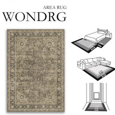 12x15 Brown Area Rug Vintage Living Room Bedroom Washable Carpet Non-Slip Soft Low Pile Distressed Extra Indoor Large Throw Rug for Dining Room Office