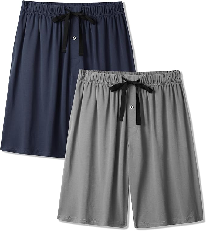 BAMBOO COOL Mens Pajama Pants Sleep Lounge Bottoms Soft Comfy Pj Pant Sleepwear with Pockets 2 Pack