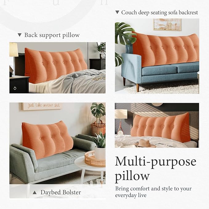 11 lbs Thickened Headboard Pillow Wedge Pillow Headboard Reading Pillow Bed for Comfortable Backrest Reading Triangular Pillow with Side Pocket Backrest Pillows for Sitting in Bed Queen