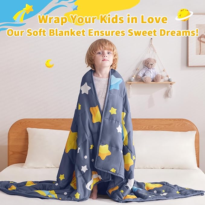 anfie Weighted Blanket Kids(48"x72" 10lbs) Weighted Blanket Cooling Blanket for Sleeping,Throw Size Breathable Blanket with Premium Glass Bead(Grey Moon)