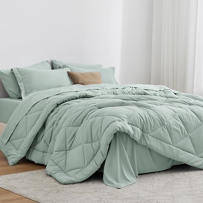 Love's cabin Twin XL Comforter Set Aqua, 5 Pieces Twin XL Bed in a Bag, All Season Bedding Sets with 1 Comforter, 1 Flat Sheet, 1 Fitted Sheet, 1 Pillowcase and 1 Pillow Sham