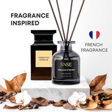 SNSE Tobaco & Vanilla Perfumed Reed Diffuser Set - Premium Reed Diffusers for Home with Diffuser Reeds, Luxurious Gift Aroma, Sophisticated Scent, Ideal for Relaxation, Elegant Home Fragrance