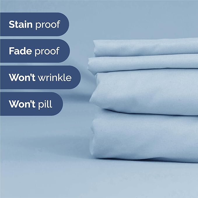 Split King 7 Piece Sheet Set - Cooling and Breathable Bed Sheets - Hotel Luxury Bed Sheets for Women, Men, Kids & Teens - Deep Pockets - Easy Fit - Soft and Wrinkle Free - Split King Sky Blue Sheets