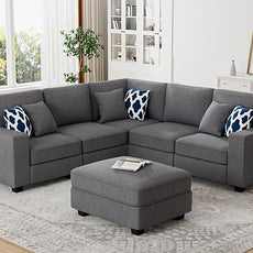 Legend Vansen Modular Sectional Sofa U Shaped Couch with Ottoman Modern Reversible Corner Sectional Couch for Living Room (Dark Grey, U Shaped Sofa-1)