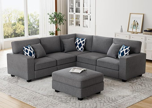 Legend Vansen Modular Sectional Sofa U Shaped Couch with Ottoman Modern Reversible Corner Sectional Couch for Living Room (Dark Grey, U Shaped Sofa-1)