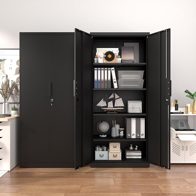 Metal Garage Storage Cabinets with Doors and Adjustable Shelves,70.8" Lockable Storage Cabinet for Home Office,Garage,School