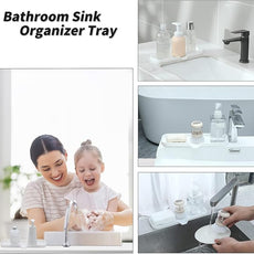 Silicone Bathroom Soap Dishes with Drain Spout-Bathroom and Kitchen Sink Organizer,Sponge Holder,Dish Soap Tray,Perfect for Dispenser,Scrubber,Bottle,Cup on Sink or Counter-White 12
