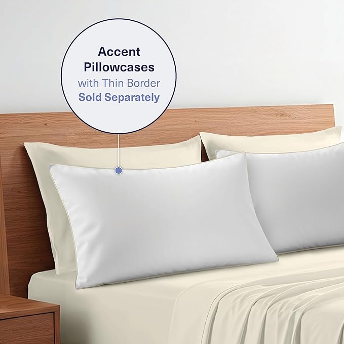 Kickoff Viscose Bamboo Sheets Twin XL Size 3-pc 100% Organic Bamboo Viscose Bed Cooling Sheets Twin XL Size Set Cool Bedding for hot Sleepers Sheet, Flat, Fitted, Pillowcase (Buttercream, TXL) KickoffHome