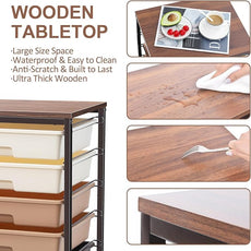 Rolling Storage Cart with Drawers, Rolling Drawer Cart and Wooden Tabletop,Storage Drawer Cart for Living Room,Classroom,Bedroom,Bathroom,Dorm,Office,Brown Gradient