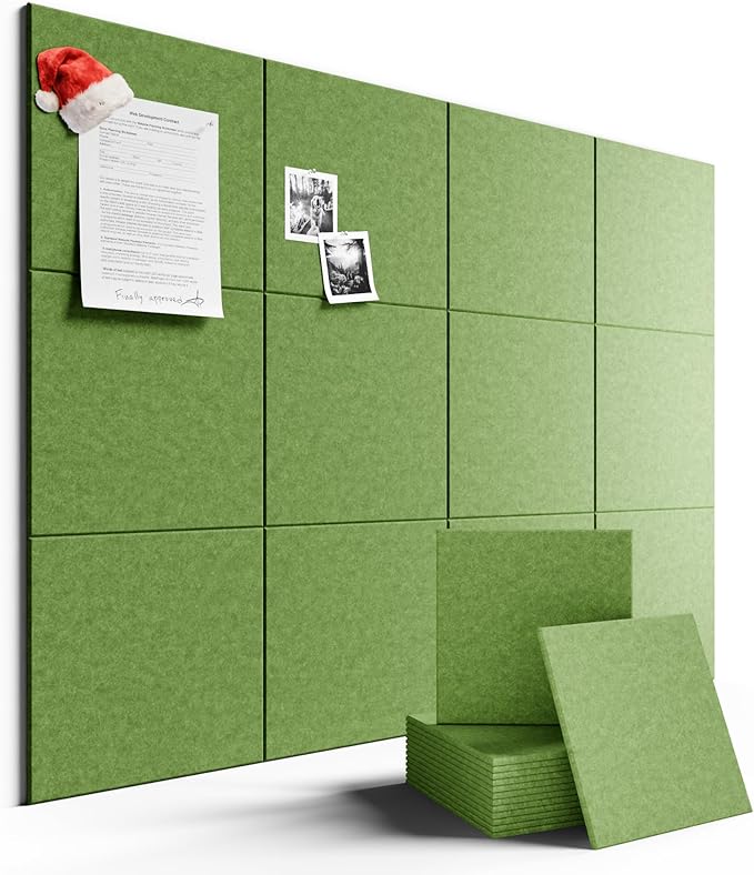 Large Felt Bulletin Board 48" x 36" Cork Board Alternative-12 Pack with 70 Safe Removable Adhesive Tabs, Cork Boards for Walls Cork Board for Home Office Classroom Pin Board -Kelly Green