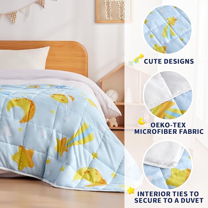 anfie Weighted Blanket Kids(50"x60" 5lbs) Weighted Blanket Cooling Blanket for Sleeping,Throw Size Breathable Blanket with Premium Glass Bead(Light Blue Moon)