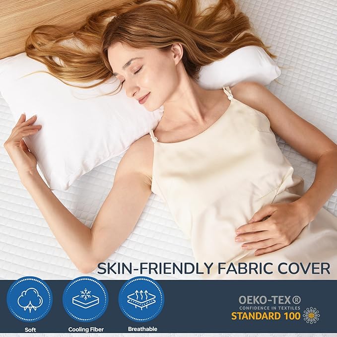 3 Inch Gel Memory Foam Mattress Topper Twin XL with Straps, Cooling Mattress Topper for Back Pain Relief with High Density Foam and Washable Cover, Bed Pad for College Dorm and Bedroom