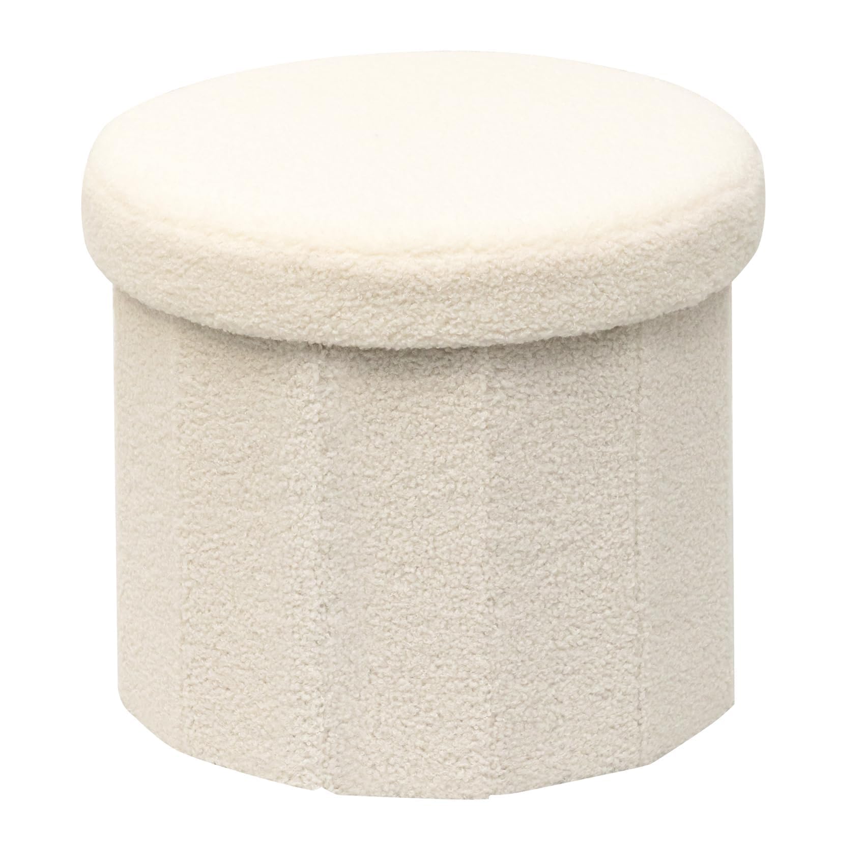 B FSOBEIIALEO Storage Ottoman Cube, Flowers Shaped Ottomans with Storage Foot Stool Footrest for Lving Room, Boucle Ottoman Seat for Dorm Room,Faux Teddy Fur,White 12.6"x12.6"x12.6" Dormly