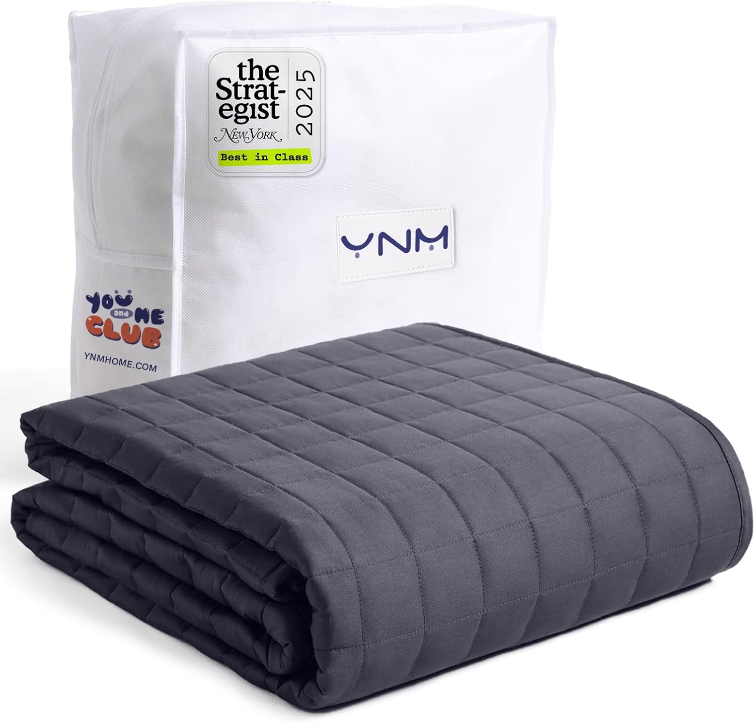 YnM 15lbs Weighted Blanket for Adults, Heavy Bed Throw Blanket with Cooling Glass Beads for All Season Use, Ideal for ~140lbs (48x72 Inches, Twin/Full, Dark Grey)