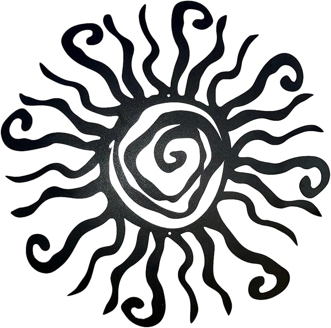 Riverside Designs Wacky Sun Metal Wall Art Indoor/Outdoor Decor - 36" Black Rust Proof Wall Sculpture - Made in USA - Ideal for Bedroom, Garden, Home, Patio and Farmhouse