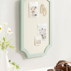 Kate and Laurel Holbrook Modern Framed Scallop Fabric Pinboard, 15 x 24, Green, Transitional Scalloped Bulletin Board for Use as Vision Board or Wall Organization