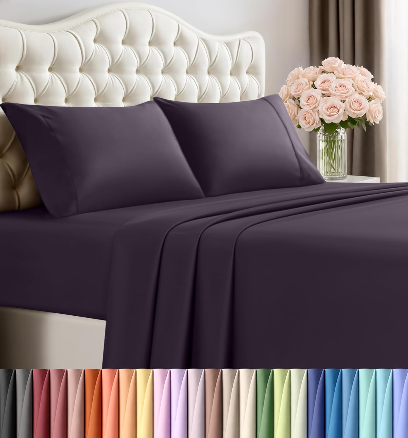 Utopia Bedding Queen Size Sheet Set – 4 Piece Bed Sheets, Soft and Breathable Microfiber, Includes 1 Fitted Sheet, 1 Flat Sheet and 2 Pillowcases – Oeko Tex (Grey) Dormly