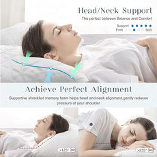 Phantoscope Memory Foam Pillows for Sleeping, Shredded Memory Foam Cooling Pillows Queen Size 2 Pack - Adjustable Bed Pillows for Hot Sleepers, Firm Pillow for Neck Shoulder Pain, Queen