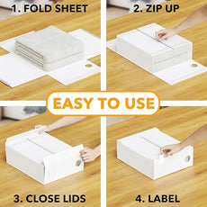 SpaceAid 6 Pack Bed Sheet Organizers and Storage, Foldable Sheet Organizer with Window for Linen Closet, Set Folder Keeper for Queen & King Size Bedding Storage (White)