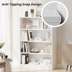 Farini 4 Shelf boockase Display Bookcase Freestanding Wooden Bookshelves for Home Office Living Room,48 Inch Height,White