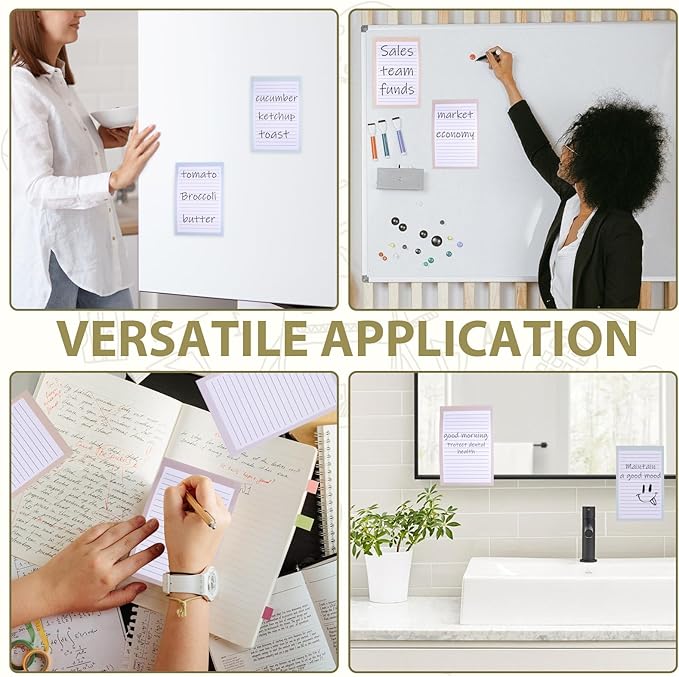 12 Pack Lined Sticky Notes, 4x6 in Post Sticky Notes with Lines, 6 Different Colour Sticky Note Pads for Office, School, Home Desks and More