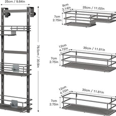 Orimade Over the Door Shower Caddy Adjustable 3 Tier Dark Grey,Bathroom Hanging Organizer Shelf Rustproof with 4 Hooks,Shower Basket with Soap Holder and Suction Cup