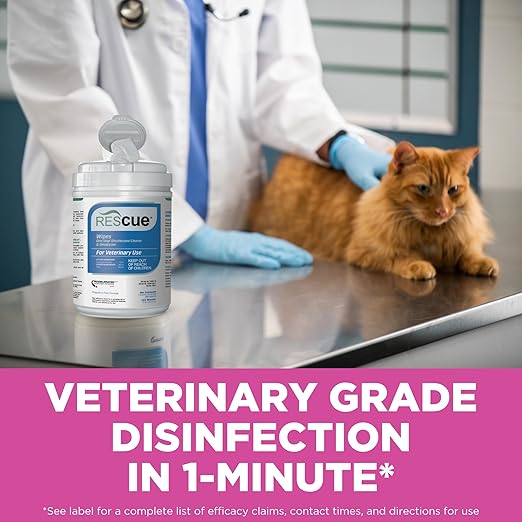 REScue Canister Wipes & RTU 32oz Disinfectant & Gallon Concentrate – Disinfectant Cleaner for Vet Use, Designed to Clean Kennels, Litter Boxes & More
