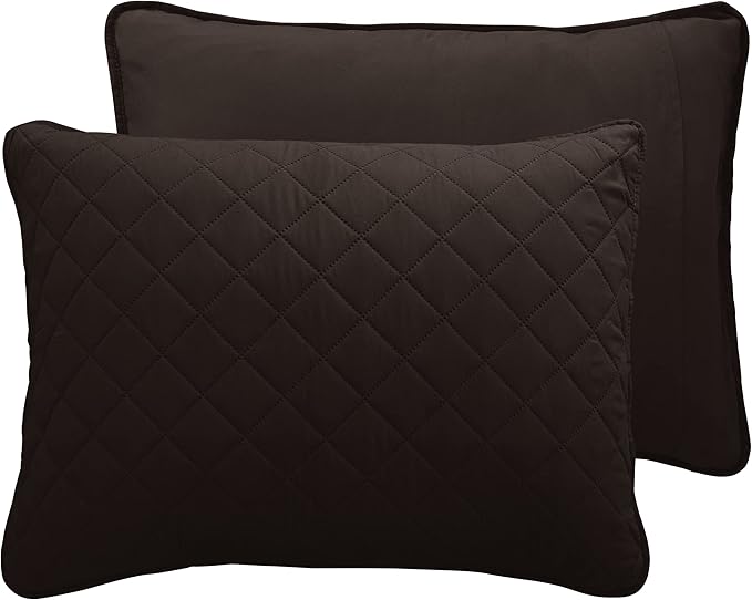 Easy-Going King Size Reversible Quilt Set with 1 Quilt and 2 Pillow Shams, Soft Bed Quilt Cover, Water Resistant Lightweight Microfiber Bedspread, Stain Resistant, Chocolate/Beige
