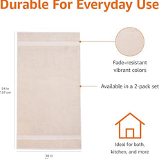 Amazon Basics Fade-Resistant 100% Cotton Bath Towel, 2 Pack, 30