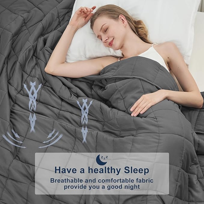 Weighted Blanket for Adults 12lbs, 48"x72", Twin Full Size Cooling Heavy Throw Blanket for 110-130lbs, Microfiber Soft Thick Big Blankets Weighted Comforter Breathable Gift for Sleeping, Grey
