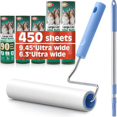 Large Lint Roller for Pet Hair Rxtra Sticky, 5 Refills (3 Short + 2 Long), Lint Remover with Long Handle, Clothes & Furniture