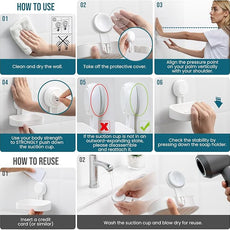 TAILI Soap Dish Soap Holder Suction Cup Powerful Vacuum Suction, Strong Bar Sponge Holder for Shower Wall, Bathroom Accessories, Tub and Kitchen Sink, Drill-Free, Waterproof, Removable