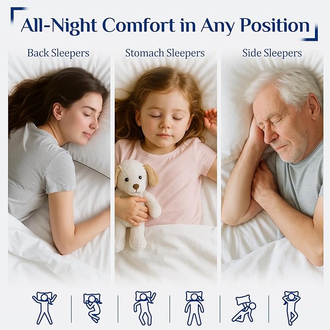 JOLLYVOGUE Standard Pillows Set for Sleeping, Cooling and Supportive Pillows Full Size for Side and Back Sleepers, Down Alternative Hotel Collection Sleeping Pillow