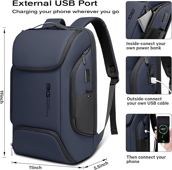 BANGE Business Laptop Smart backpack Can Hold 15.6 Inch Laptop Commute Backpack Carry on bag for men and women (Blue)