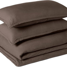 Amazon Basics Brushed Microfiber Comforter Set, Extra Soft with Natural Texture, 3-Piece, King, Brown