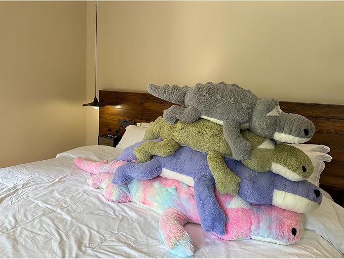 Hofun4U Alligator Plush Pillow, 46 inch Alligator Stuffed Animal, Home Decoration Christmas Valentine’s Birthday Gift for Boys Girls Adults Kids (Grey)