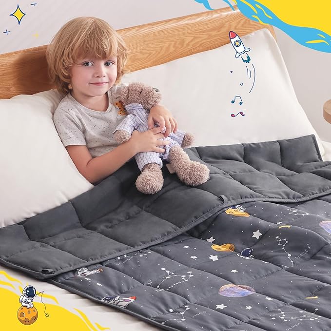 anfie Weighted Blanket Kids (48"x72" 6lbs), Weighted Blanket Cooling Blanket for Sleeping,Throw Size Breathable Blanket with Premium Glass Bead(Space Grey)