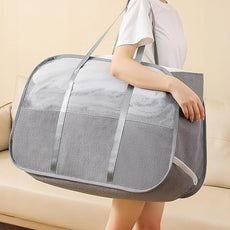 Large Collapsible Laundry Hamper, Gray Oxford Cloth 95L Capacity laundry basket with Handles,Breathable Mesh Design, Sturdy Steel Frame Clothes Hamper,26.8x12.2x17.7 Inch