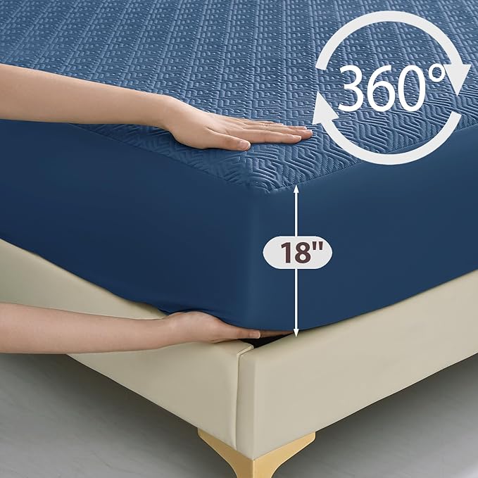 100% Waterproof 39''x80''Mattress Protector 18''Deep Pocket Breathable Incontinence Pads for Adults Kids Elderly Pets Machine Washable and Easy Care Bedwetting Pads(Blue, Twin XL)
