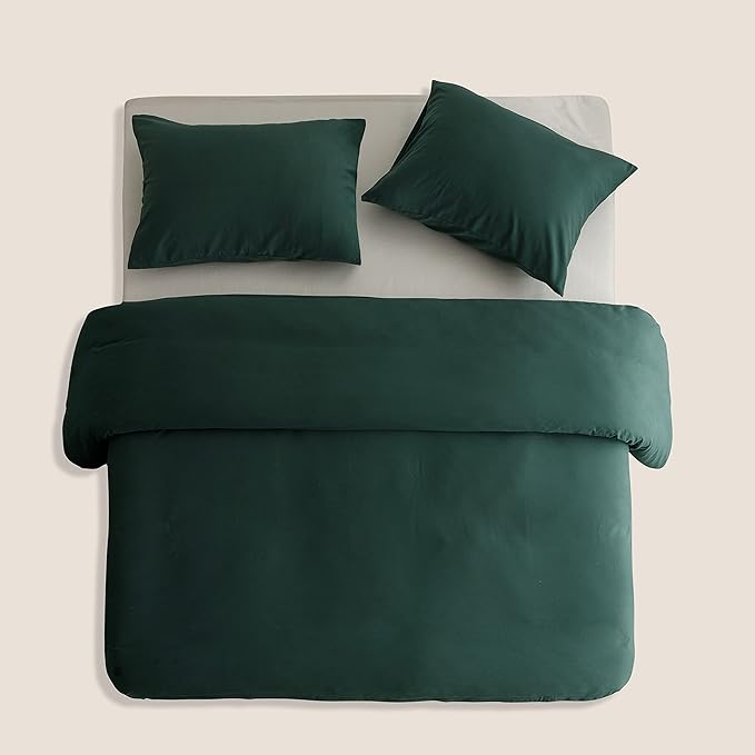 HeimenAogo Egyptian Cotton Duvet Cover Set Full, Ultra Soft and Breathable Comforter Cover with Zipper Closure, High Thread Count Long Staple Cotton Blanket Cover 3Pcs 80"×90", Silver Pine