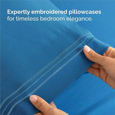 Split King Size 5 Piece Sheet Set - Comfy Breathable & Cooling Bed Sheets Set - Hotel Luxury Bedding for Women, Men, Kids, Teens, Boys & Girls - Deep Pockets and Wrinkle Free - Oeko-Tex - Denim Blue