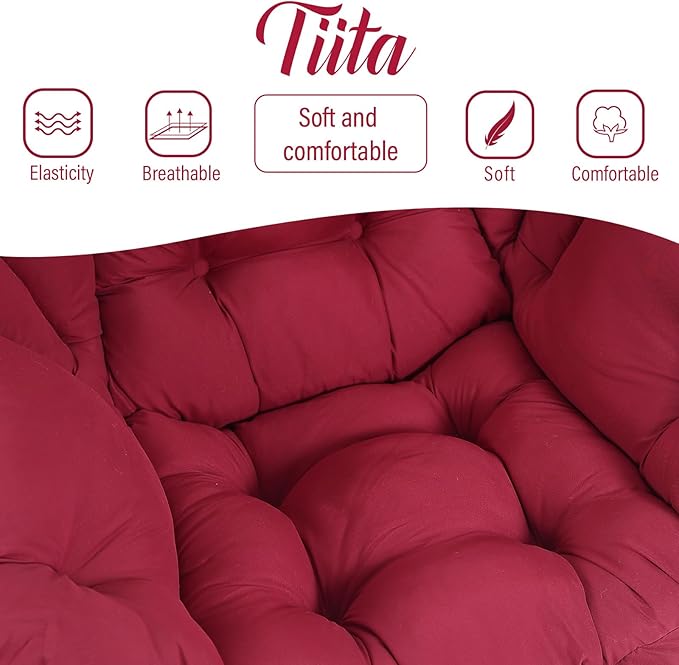 Tiita Lazy Chair, Modern Large Accent Lounge Armchair, Comfy Leisure Sofa Reading Chair for Bedroom, Living Room, Dorm Rooms, Garden and Courtyard, Red