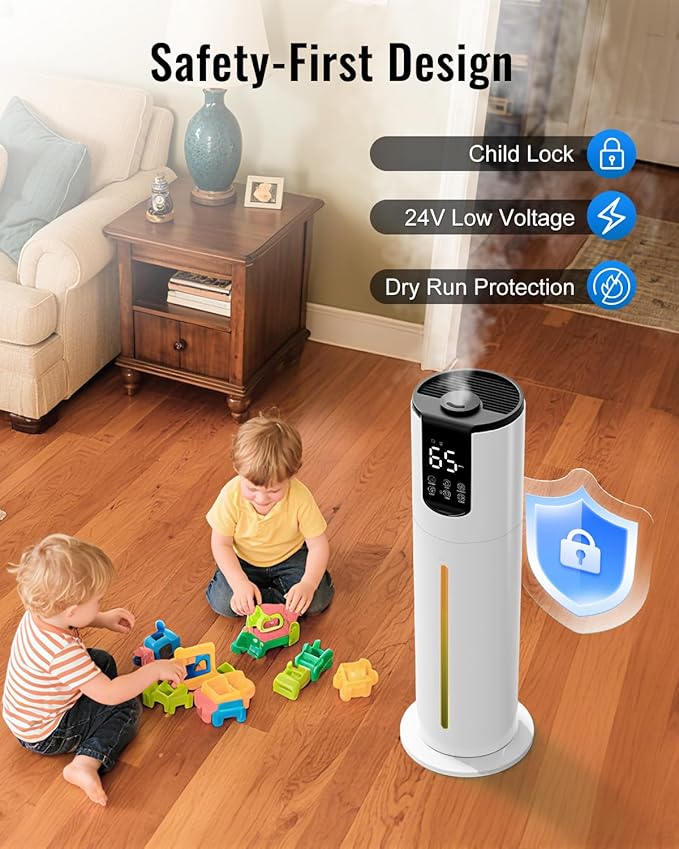 8L Humidifiers for bedroom, Humidifiers large room up to 500 sq ft, Easy to Clean Humidifier with Fully Washable Parts, Ultrasonic Cool Mist Humidifier for Home Plants Baby Nursery Office