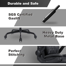 Youhauchair Executive Office Chair, Ergonomic PU Leather Computer Desk Chair with Lumbar Support, Flip-up Armrests and Adjustable Height, for Home Office, Black