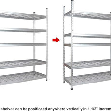 Amazon Basics 4000IBS Heavy Duty Adjustable Storage Shelving Unit, 5 Shelf, High-Grade Aluminum, Silver, 60 x 24 x 78 Inch