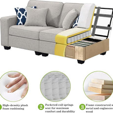 Legend Vansen Modular Sectional Sofa L Shaped Couch with Ottoman Modern Reversible Corner Sectional Couch for Living Room