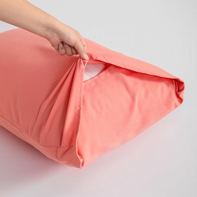 FLXXIE Body Pillow Cover - Super Soft Microfiber 20x54 Body Pillow Case - Envelope Closure, Wrinkle, Stain Resistant Coral Body Pillow Cover, 20x54, Coral