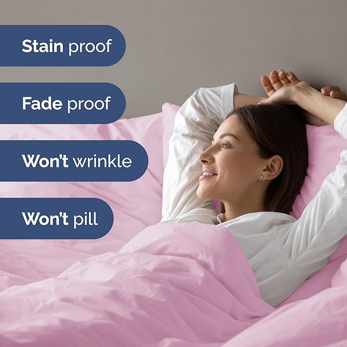 Duvet Cover Twin/Twin XL Size Set - Extra Soft Duvet Cover 68 x 90 with 1 Pillow Sham - Hotel Luxury, Easy Care and Fade Free with Zipper Closures & Ties - Comfy, Breathable Bedding Set (Light Pink)